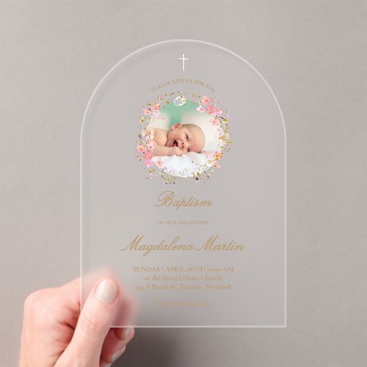 Bloemenkrans foto | uitnodiging tot doop (Insitu (Draagbaar))