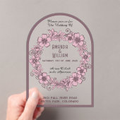 Bloemenkrans gedempt roze palet transparant acryl uitnodigingen (Insitu (Draagbaar))