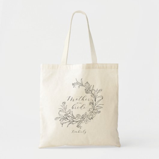 Bloemenkrans gepersonaliseerde moeder van de bruid tote bag (Voorkant)