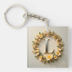 Bloemenkrans Gouden Letter L Elegant Monogram ✨ Sleutelhanger