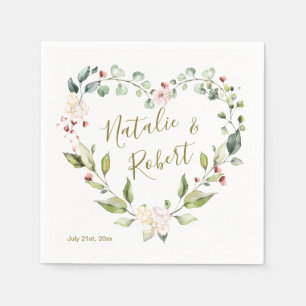 Bloemenkrans, groene bladeren in de vorm van hart servet