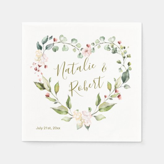 Bloemenkrans, groene bladeren in de vorm van hart servet (Voorkant)