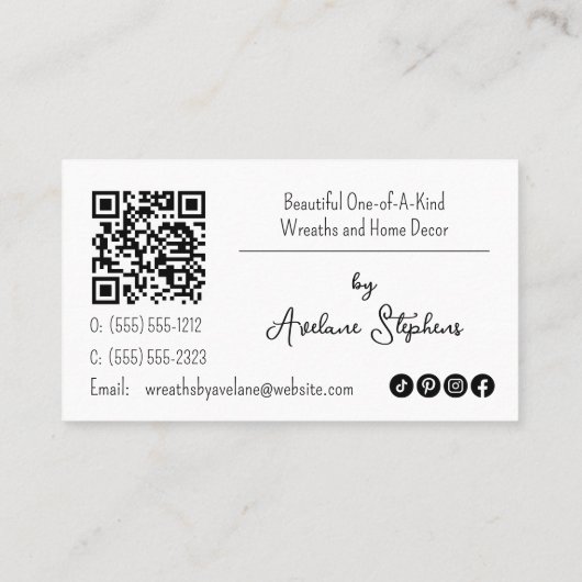 Bloemenkrans handgemaakt | Handgemaakt Visitekaart Visitekaartje (Achterkant)