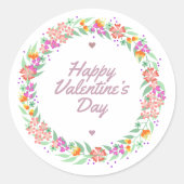 Bloemenkrans Happy Valentijnsdag Sticker Seal (Voorkant)