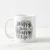 Bloemenkrans Happy Wife, Happy Life Mok (Links)