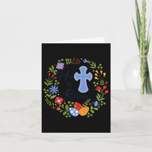 Bloemenkrans Hij Is Opgewekt Jezus Christelijk Gel Kaart (Voorkant)