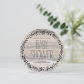 bloemenkrans | HOUTEN BABY SHOWERS UITNODIGING (Staand voorkant)