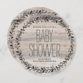 bloemenkrans | HOUTEN BABY SHOWERS UITNODIGING (Voorkant / Achterkant)