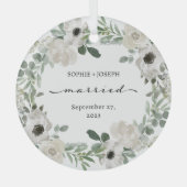 bloemenkrans | huwelijksaandenken glas ornament (Voorkant)