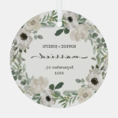 bloemenkrans | huwelijksaandenken glas ornament (Achterkant)