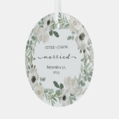 bloemenkrans | huwelijksaandenken glas ornament (Voorkant links)