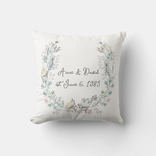 Bloemenkrans in waterverf kussen (Voorkant)