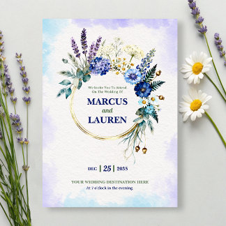 Bloemenkrans Kader Aquarel Trouw Uitnodiging