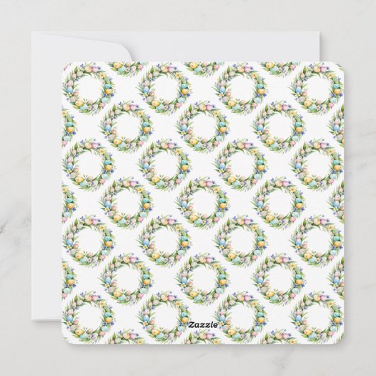 Bloemenkrans Kleurrijke Happy Easter Eggs Feestdagenkaart (Achterkant)