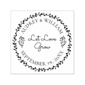 Bloemenkrans laat liefde groeien bruiloft gunst  zelfinktende stempel (Design)