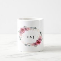 Bloemenkrans met bruid & bruidegom Initialen binne