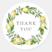 Bloemenkrans met citroen en groen - dankjewel ronde sticker (Voorkant)