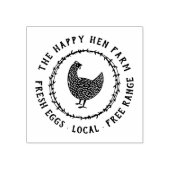 Bloemenkrans & met de hand getekend kip logo rubberstempel (Afrduk)