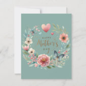 Bloemenkrans met een vlinder Gefeliciteerd met Moe Feestdagenkaart (Voorkant)