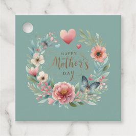 Bloemenkrans met een Vlinder Happy Moederdag Bedankjes Labels