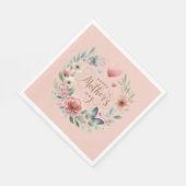 Bloemenkrans met een Vlinder Happy Moederdag Servet (Hoek)