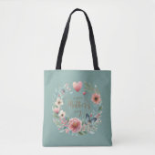 Bloemenkrans met een Vlinder Happy Moederdag Tote Bag (Voorkant)