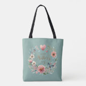 Bloemenkrans met een Vlinder Happy Moederdag Tote Bag (Achterkant)