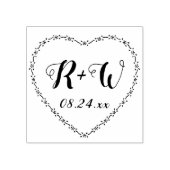 Bloemenkrans met hart en monogram rustieke trouwde rubberstempel (Afrduk)