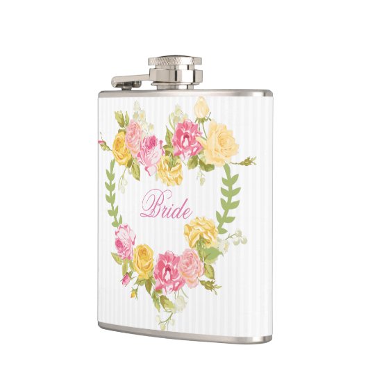 Bloemenkrans met monogram heupfles (Links)