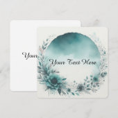 Bloemenkrans met turquoise waterverf achtergrond kaart (Voorkant / Achterkant)