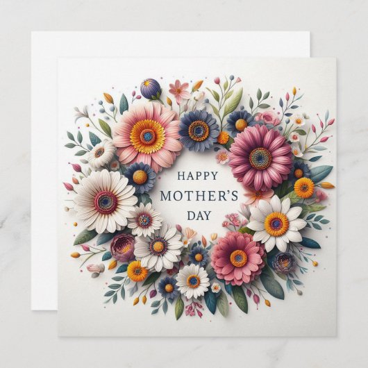 Bloemenkrans Moederdag Feestdagenkaart (Voorkant / Achterkant)