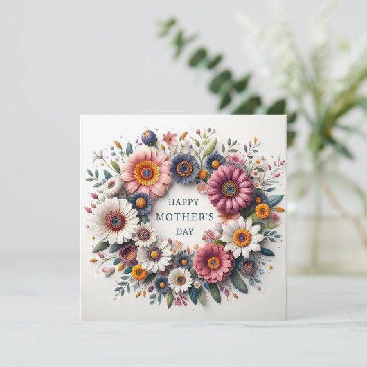 Bloemenkrans Moederdag Feestdagenkaart (Staand voorkant)