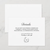 Bloemenkrans Monogram Custom Wedding Details Kaart (Voorkant / Achterkant)