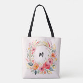 bloemenkrans monogram elegant tote bag (Achterkant)