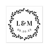 Bloemenkrans Monogram Huwelijk Opslagbericht Zelfinktende Stempel (Design)