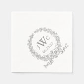  bloemenkrans | Monogramed Versailles Grey Servet (Voorkant)