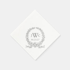  bloemenkrans | Monogramed Versailles Grey Servet