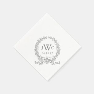 bloemenkrans Monogramed Versailles Grey Servet