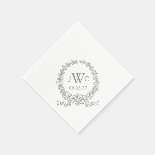  bloemenkrans | Monogramed Versailles Grey Servet (Hoek)