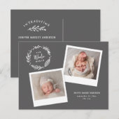 Bloemenkrans multi foto geboorte aankondiging briefkaart (Voorkant / Achterkant)