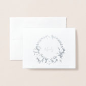 Bloemenkrans naam briefpapier folie kaarten (Voorkant met envelop)