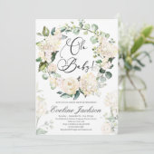 Bloemenkrans Oh Baby shower Kaart (Staand voorkant)