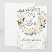 Bloemenkrans Oh Baby shower Kaart (Voorkant / Achterkant)