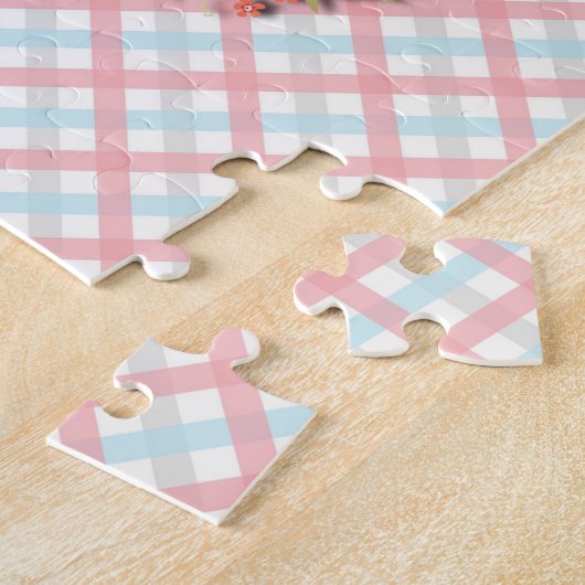 Bloemenkrans op geplakt patroon Graphic Art Puzzel Legpuzzel (Zijkant)