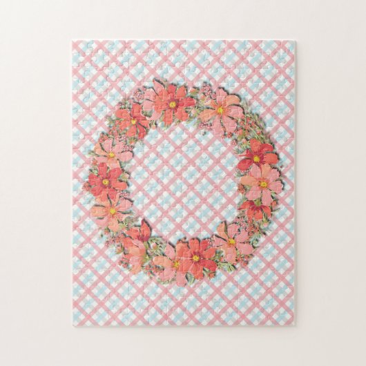 Bloemenkrans op geplakt patroon Graphic Art Puzzel Legpuzzel (Verticaal)