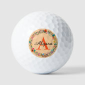 Bloemenkrans op Perzik Monogrammed Gepersonaliseer Golfballen (Voorkant)