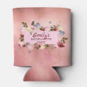 Bloemenkrans over Waterverf achtergrond Blikjeskoeler (Achterkant)