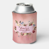 Bloemenkrans over Waterverf achtergrond Blikjeskoeler (Blikje Achterkant)