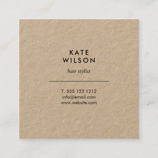 Bloemenkrans paarse bloemen kraft vierkante visitekaartje (Achterkant)