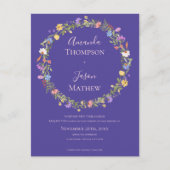 Bloemenkrans Paarse Blush Roze Wildflower Bruiloft Briefkaart (Voorkant)